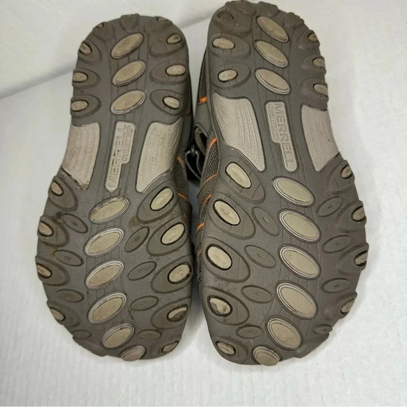 Merrell Hydro H2O Hiker Sandals Boys Size 3M Gray Orange Leather Strap - Picture 6 of 11